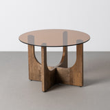 Mesa de centro de madera y cristal en marrón 60x60x41 cm