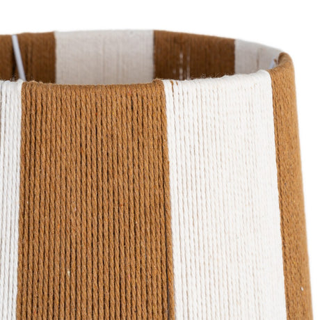 Lámpara de sobremesa de tejido y madera en marrón 24x24x47,5 cm