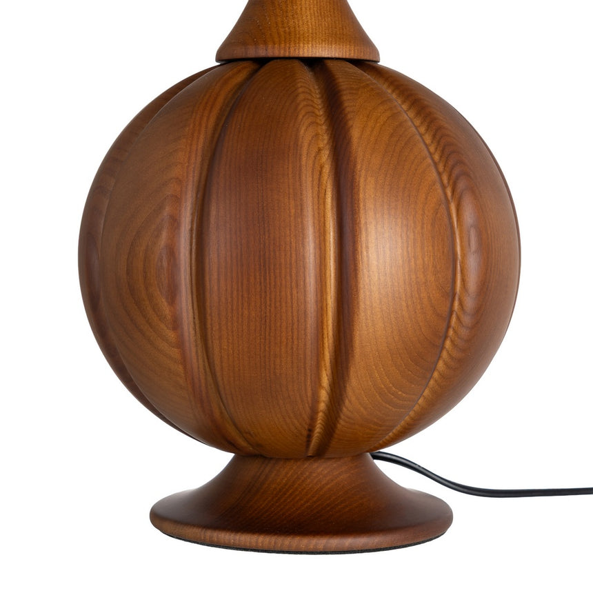 Lámpara de sobremesa de tejido y madera en marrón 24x24x47,5 cm