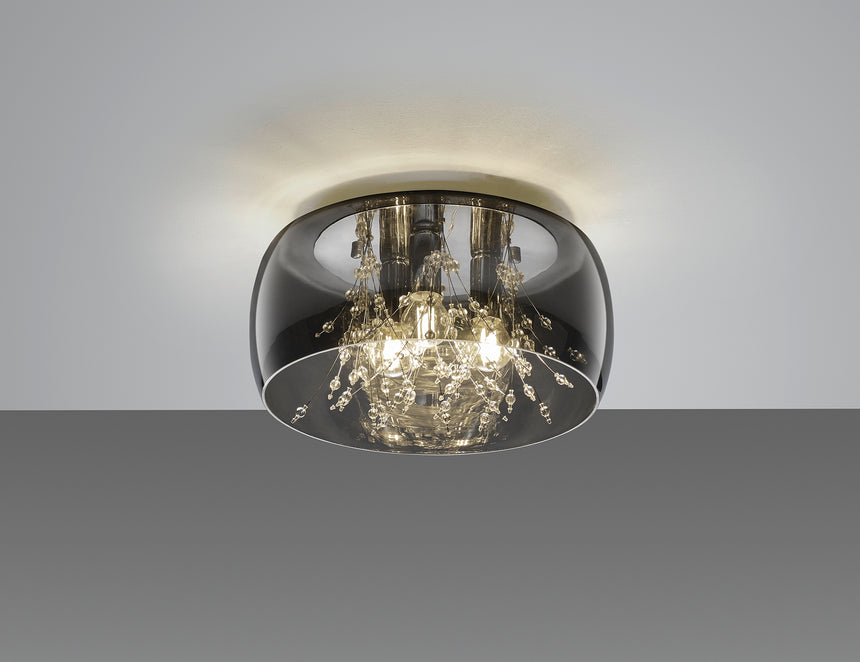 Plafón de techo Trio Crystel LED cromo 2700K Ø34cm 616700306