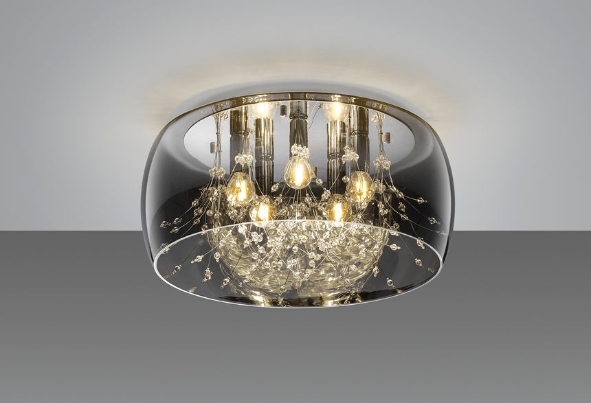 Plafón de techo Trio Crystel LED cromo 2700K Ø50cm 616700506