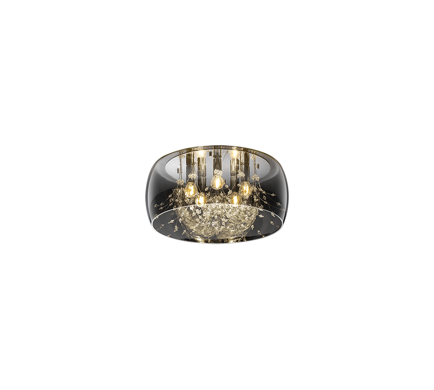 Plafón de techo Trio Crystel 5 luces vidrio cromo Ø50cm 616700506