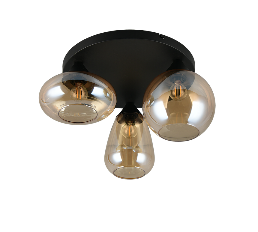 Plafón de techo Trio Lumina LED negro mate 2700K Ø48,5cm 617030313