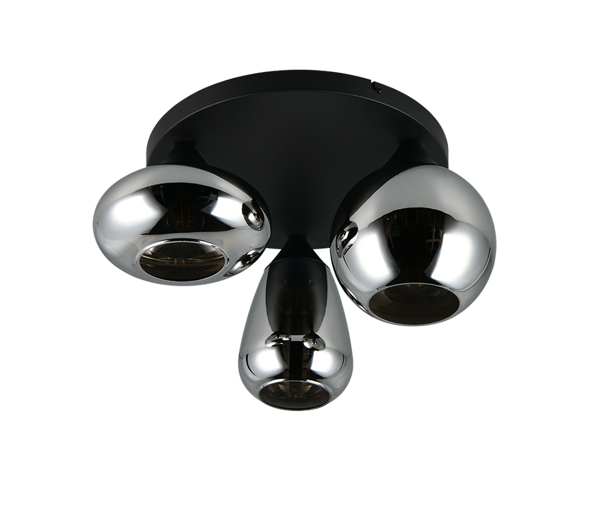 Plafón de techo Trio Lumina LED negro mate 2700K Ø48,5cm 617030332