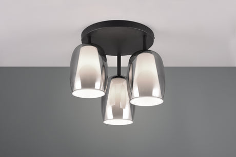 Plafón de techo Trio Barret LED negro mate 3000K Ø38cm 617500354