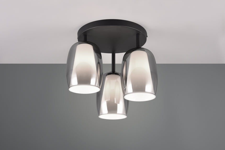 Plafón de techo Trio Barret LED negro mate 3000K Ø38cm 617500354