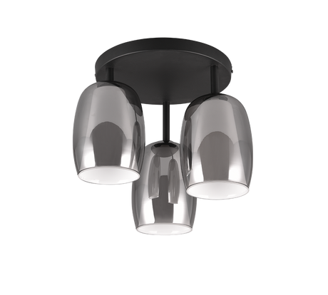Plafón de techo Trio Barret LED negro mate 3000K Ø38cm 617500354