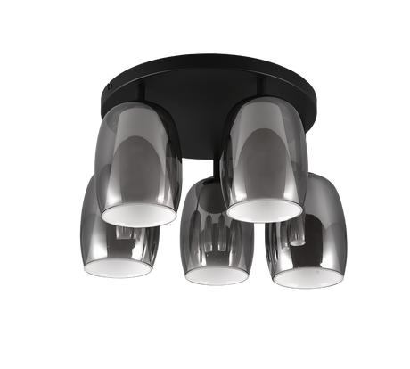 Plafón de techo Trio Barret LED negro mate 3000K Ø48cm 617500554