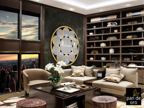Espejo Schuller Zendaya pan de oro y negro Ø120cm 61924