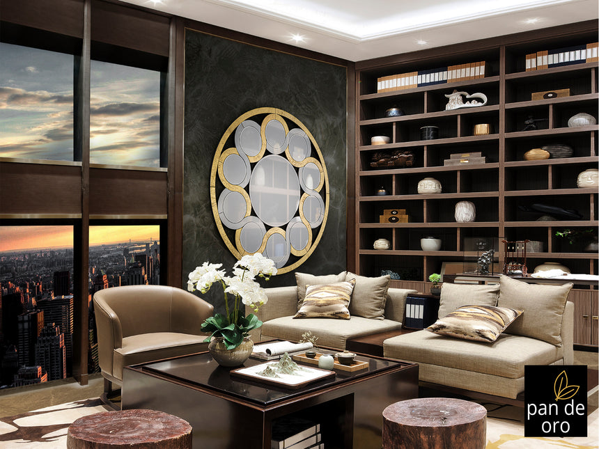 Espejo Schuller Zendaya pan de oro y negro Ø120cm 61924