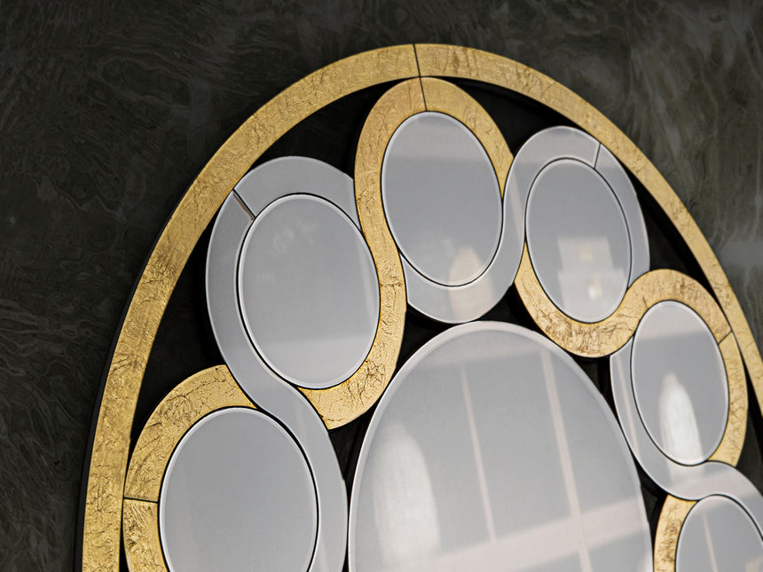 Espejo Schuller Zendaya pan de oro y negro Ø120cm 61924 - ambiente
