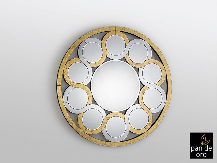 Espejo Schuller Zendaya pan de oro y negro Ø120cm 61924 - ambiente