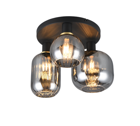 Plafón de techo Trio Diva 3 luces negro mate Ø39cm 619800332