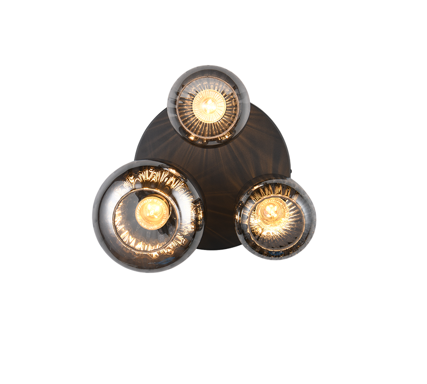 Plafón de techo Trio Diva 3 luces negro mate Ø39cm 619800332 - vista 3