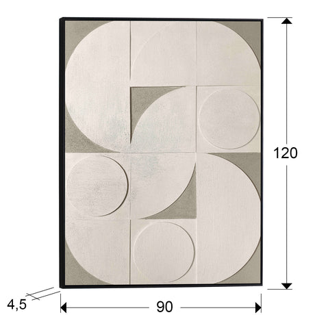 Bajorrelieve Schuller Geomia pintura acrílica y negro 90x120cm dimensiones