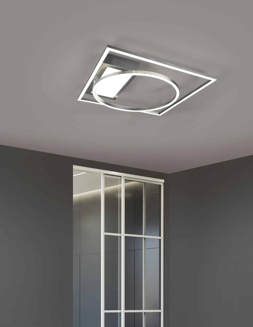 Trio Downey Plafón LED de metal níquel mate 620510307