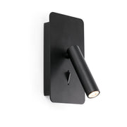 Lámpara de pared aplique Faro Suau con lector LED negro mate 3000K 62116N