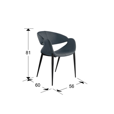 Sillón Schuller Giro negro y azul madera 56x81cm dimensiones