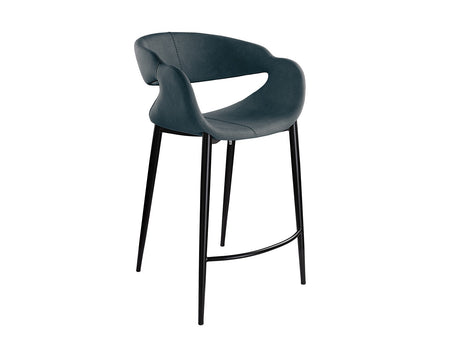 Taburete Schuller Giro II negro y azul madera 52x93cm ambiente