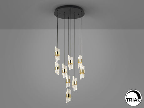 Lámpara de techo colgante Schuller Iliada 9 luces negro y oro 3000K Ø53cm vista 2