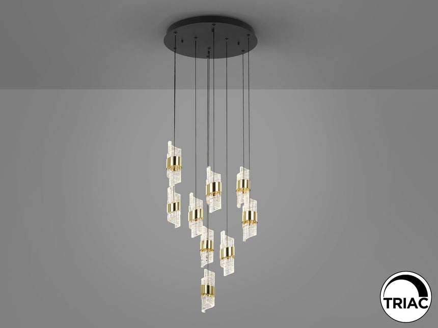Lámpara de techo colgante Schuller Iliada 9 luces negro y oro 3000K Ø53cm vista 2