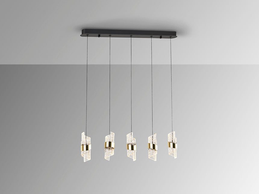 Schuller Iliada Lámpara de techo colgante 5 luces negro oro 631486