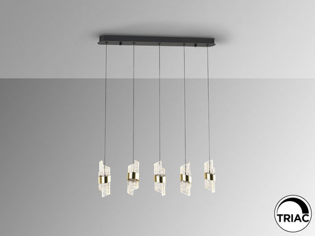 Lámpara de techo colgante Schuller Iliada 5 luces negro y oro 3000K vista 2