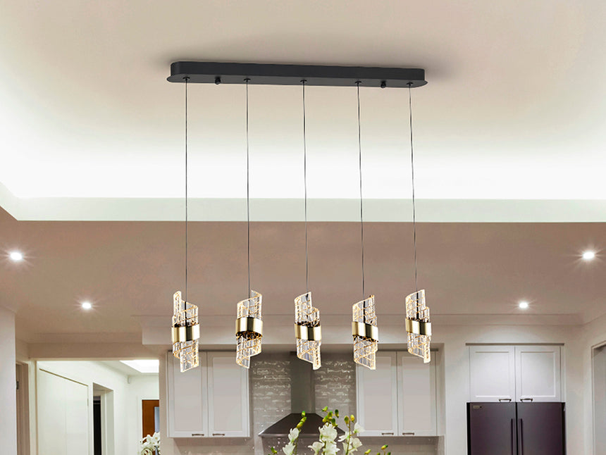 Schuller Iliada Lámpara de techo colgante 5 luces negro oro 631486