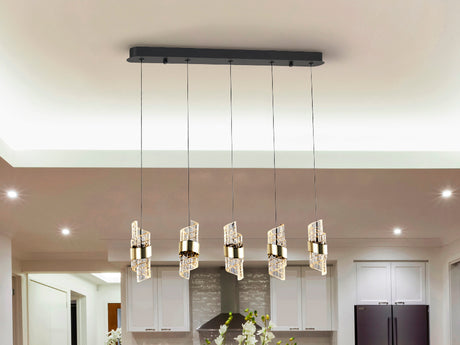 Lámpara de techo colgante Schuller Iliada 5 luces negro y oro 3000K 631486