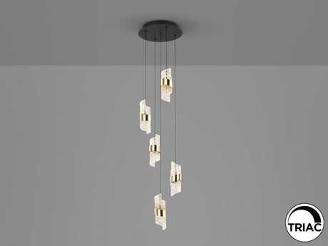 Lámpara de techo colgante Schuller Iliada 5 luces negro y oro 3000K vista 2