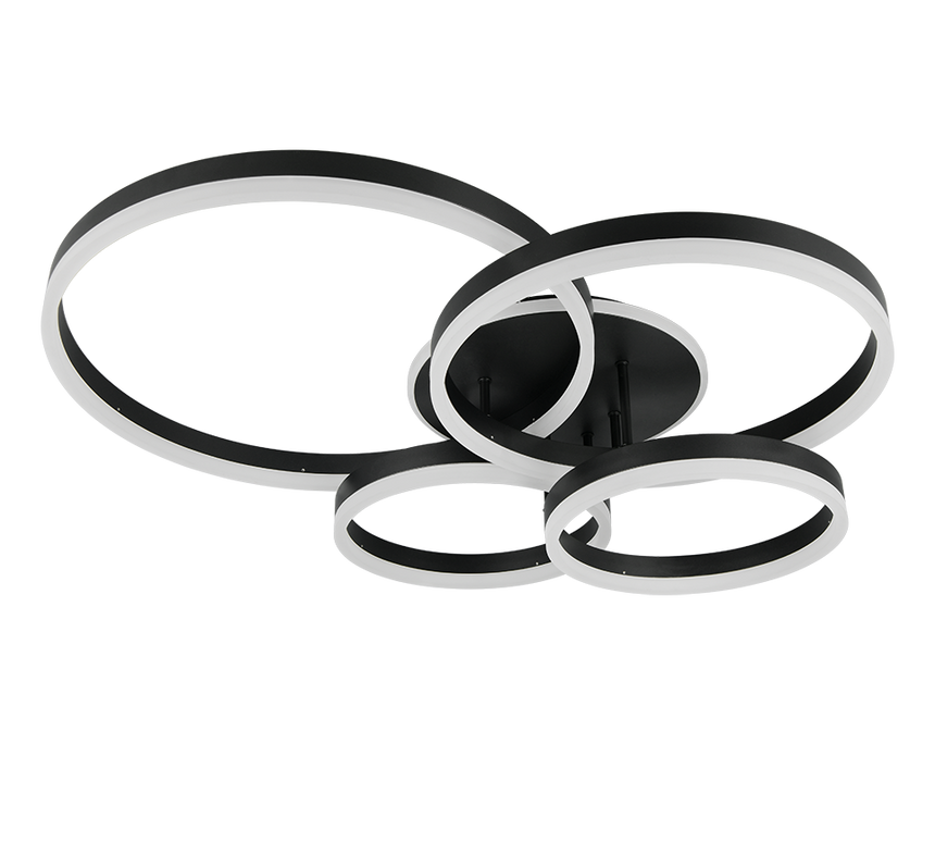 Plafón de techo Trio Drake grande LED negro mate CCT 80cm 632210432