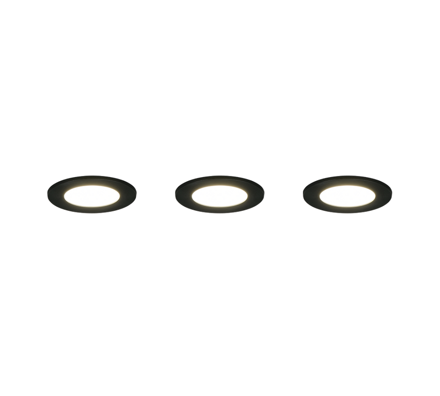 Plafón de baño exterior Trio Himal LED negro IP65 Ø8,5cm 635110302