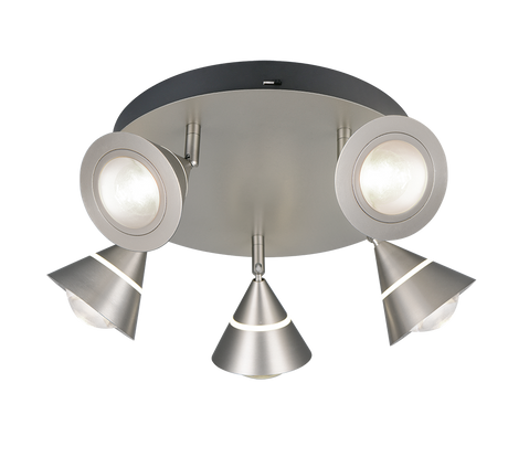 Plafón de techo Trio Romeo LED níquel mate Ø30cm 637010507