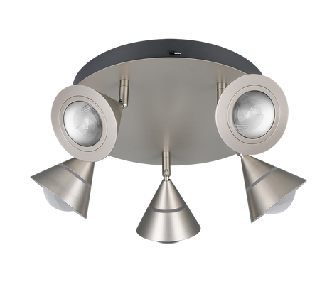 Plafón de techo Trio Romeo LED níquel mate Ø30cm 637010507