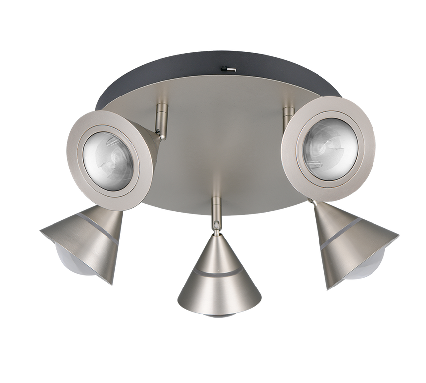 Plafón de techo Trio Romeo LED níquel mate Ø30cm 637010507