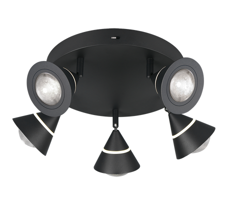 Plafón de techo Trio Romeo LED negro mate Ø28cm 637010532