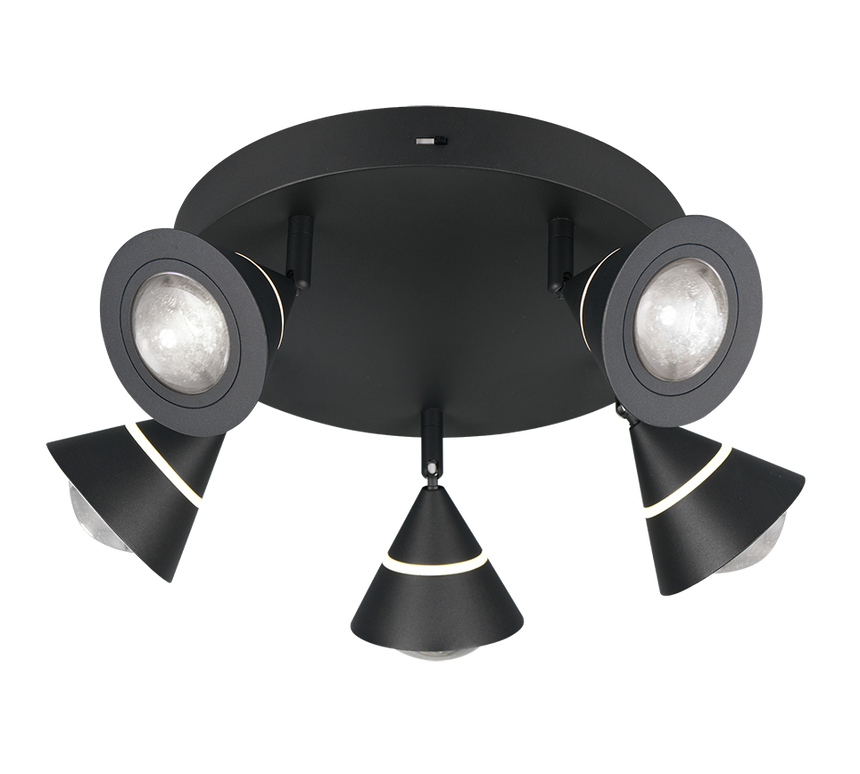 Plafón de techo Trio Romeo LED negro mate Ø28cm 637010532