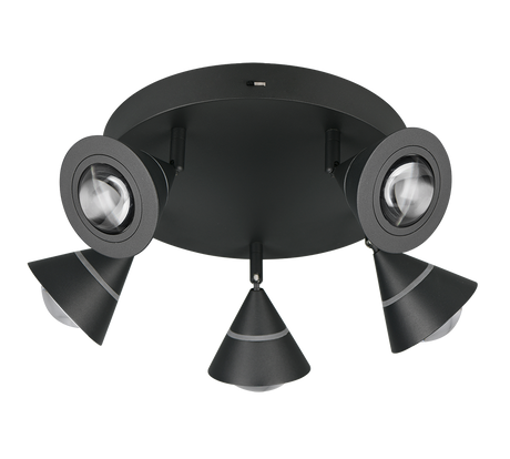 Plafón de techo Trio Romeo LED negro mate Ø28cm 637010532