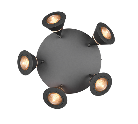 Plafón de techo Trio Romeo LED negro mate Ø28cm 637010532