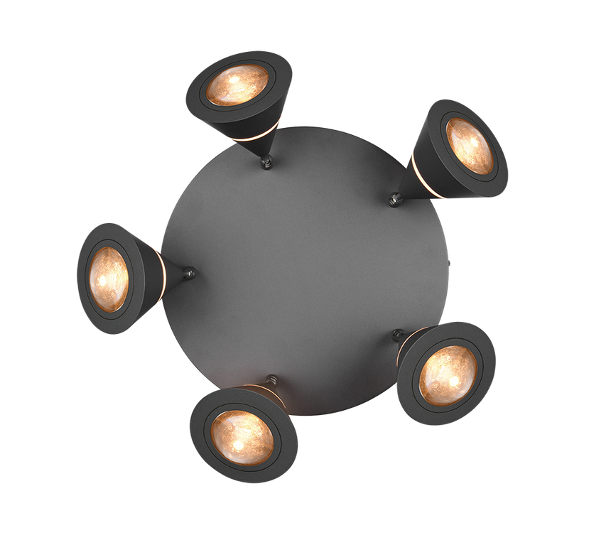 Plafón de techo Trio Romeo LED negro mate Ø28cm 637010532