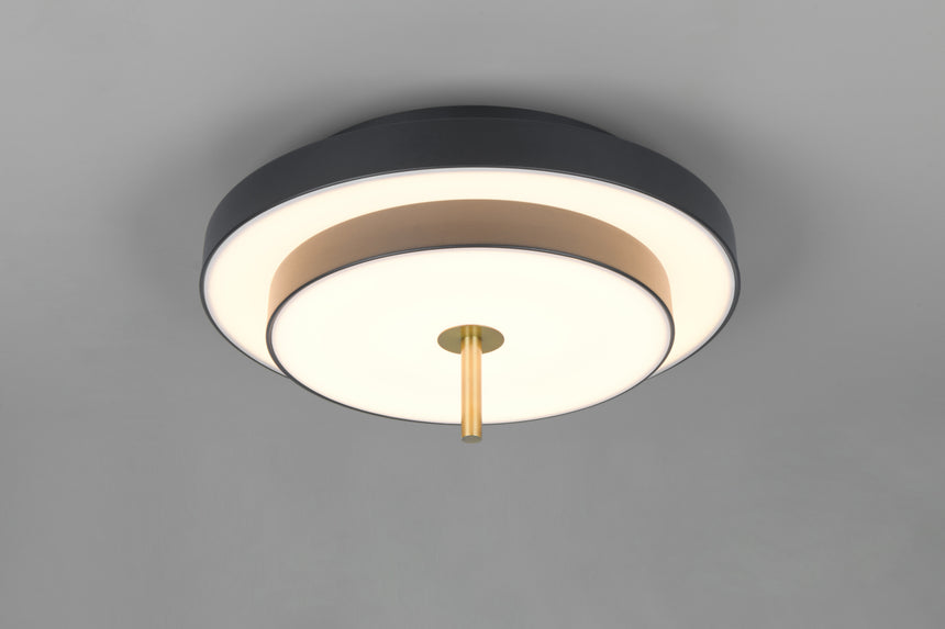 Plafón de techo Trio Keaton LED negro y dorado Ø40cm 640210180