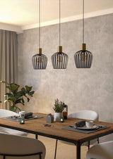 Lámpara de techo colgante EGLO Empoli negro y oro y negro E27 901037