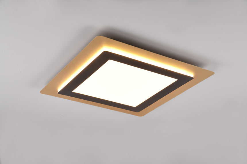 Plafón de techo Trio Morgan LED negro y dorado CCT 45cm 641510280