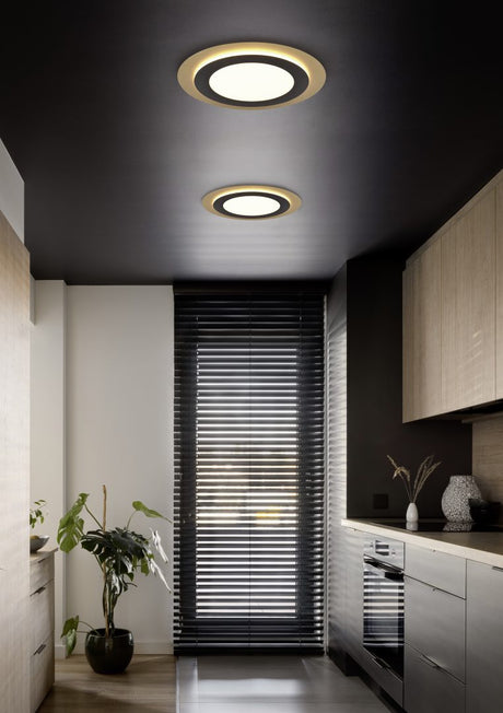 Plafón de techo Trio Morgan LED negro y dorado CCT Ø45cm 641519280
