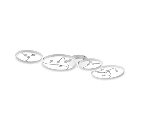 Plafón de techo Trio Groovy grande LED blanco mate 4000K 95,5cm 642110431
