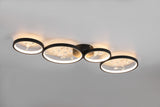 Plafón de techo Trio Groovy grande LED negro mate 3000K 95,5cm 642110432