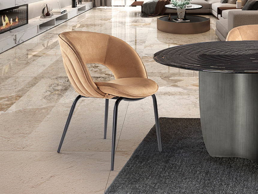 Silla Schuller Nim negro y símil ante camel 61x83cm 642132