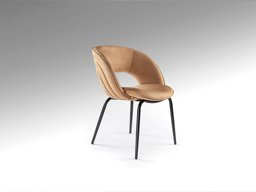 Silla Schuller Nim negro y símil ante camel 61x83cm 642132