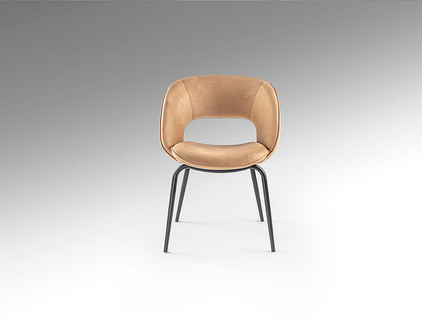 Silla Schuller Nim negro y símil ante camel 61x83cm 642132