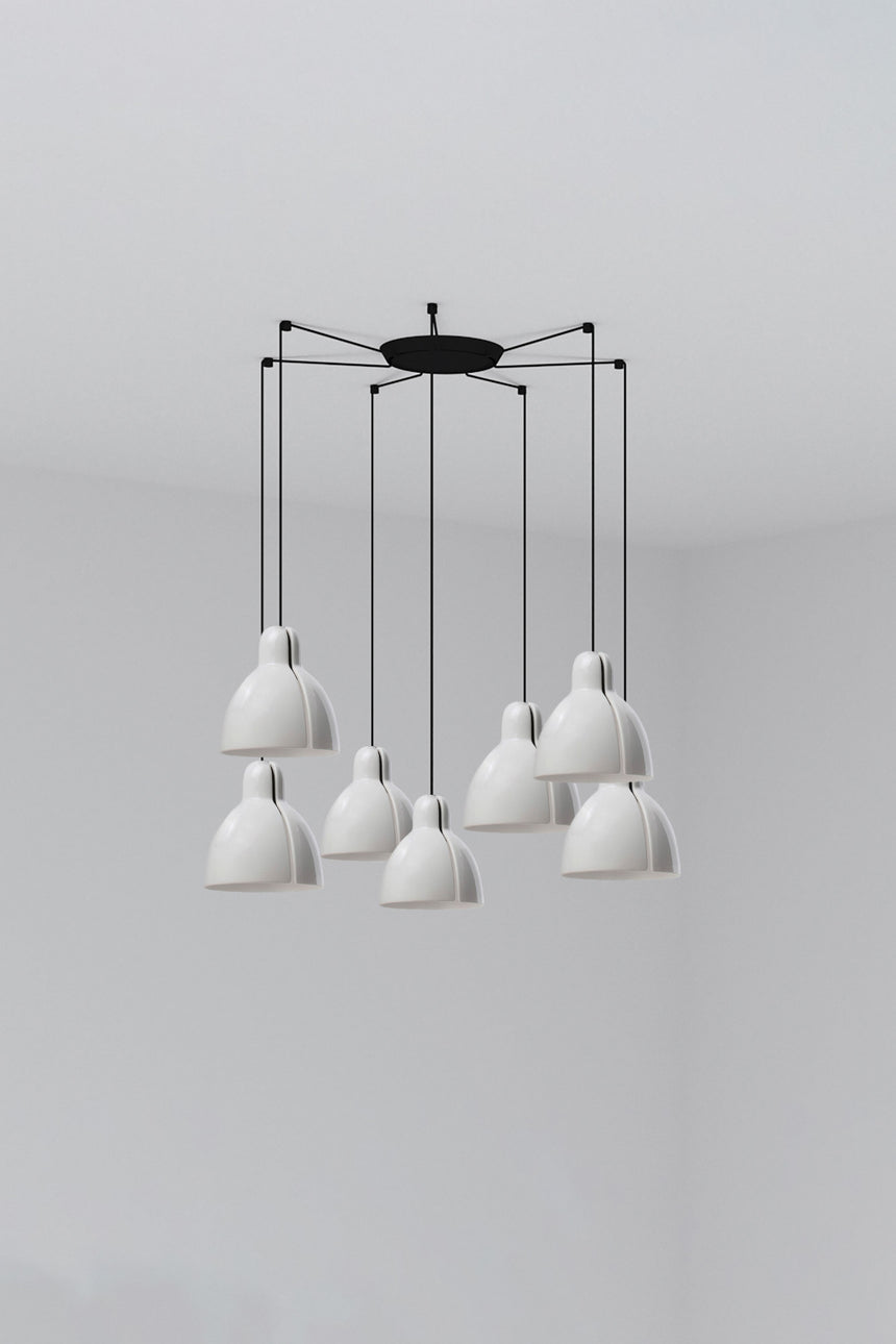 Lámpara de techo colgante Faro Venice 7 luces E27 LED blanco brillo 64255-124-7L